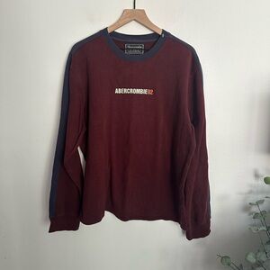 Abercrombie and Fitch Crew Sweatshirt Y2K Vintage Maroon Logo Classic Men XL EUC